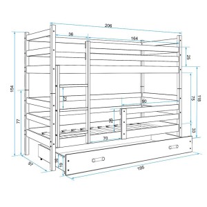  Lovos dydis: 200cm x 90cm